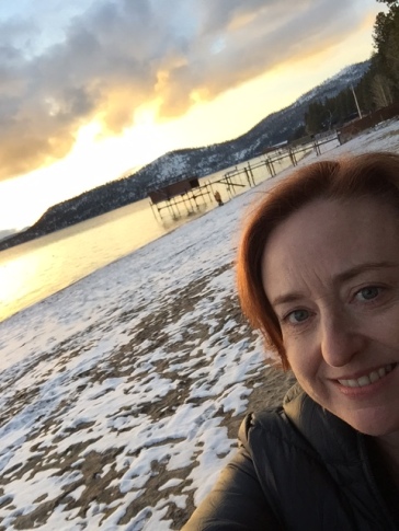 Sunset selfie on the beach at Incline Village. I really need some Botox on those lines ...